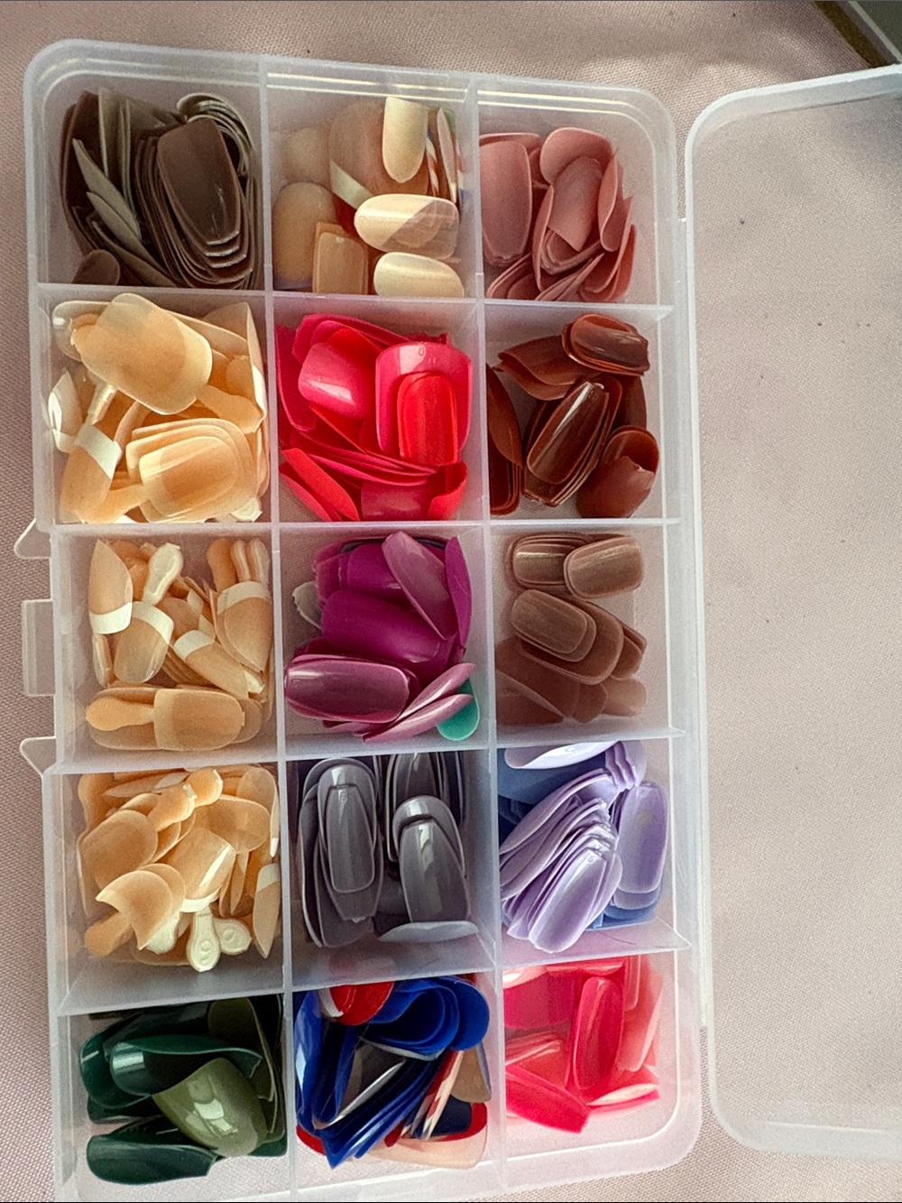 Assorted Nude & Bright Nail Tip Organizer - Multi-Color Storage Case